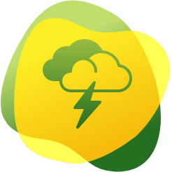 Icon of clouds with lightning to illustrate stress