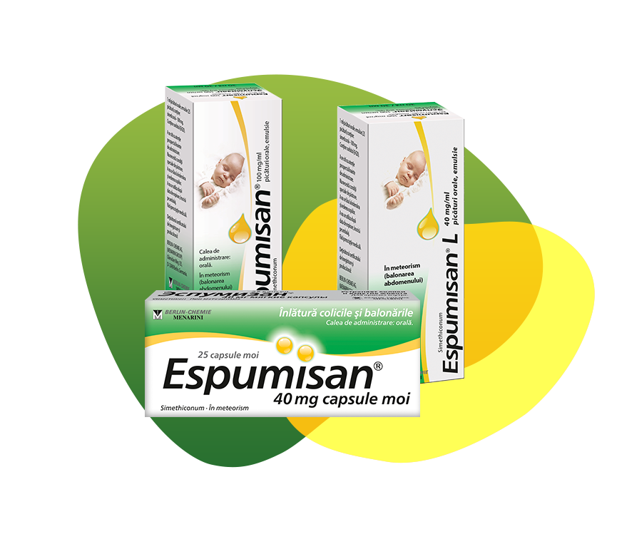 Packaging of Espumisan in different dosage forms for different needs